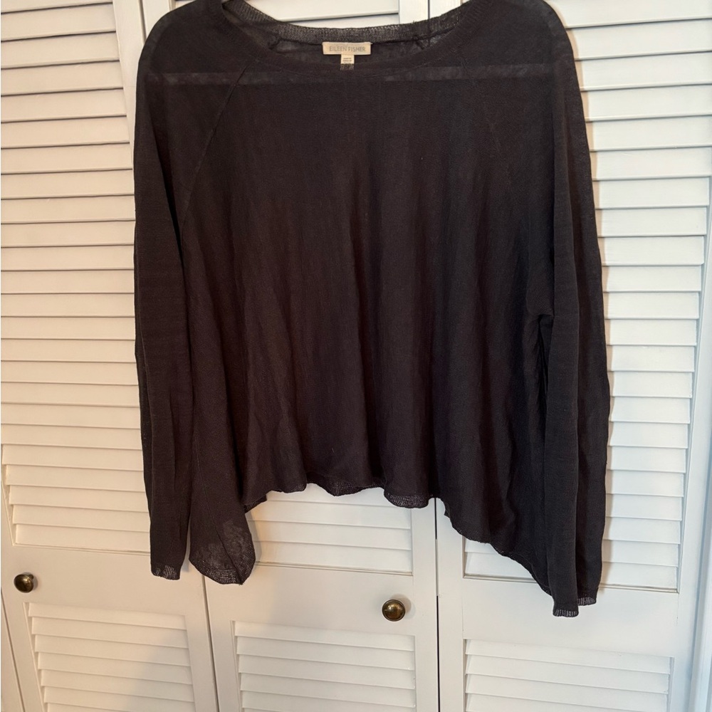 Eileen Fisher Black Sheer Knit Top